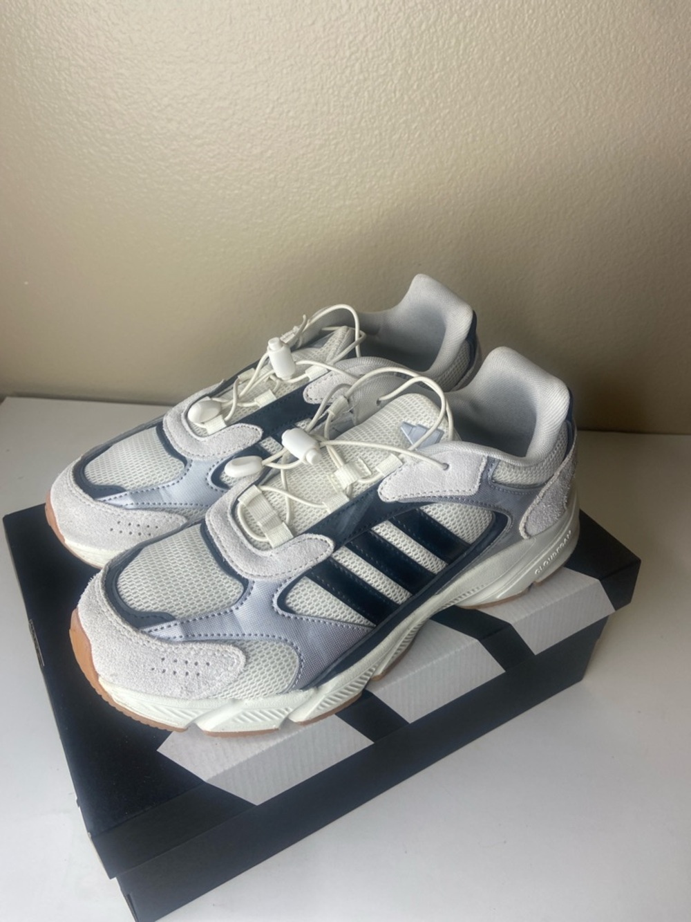 adidas White and Black Retro Trainer Sneakers